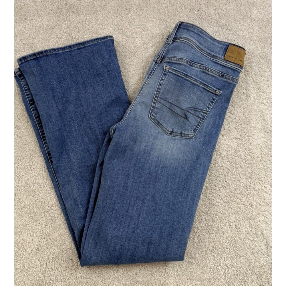 American Eagle Outfitters Kick Boot Medium Wash Jeans Womens Size 10
